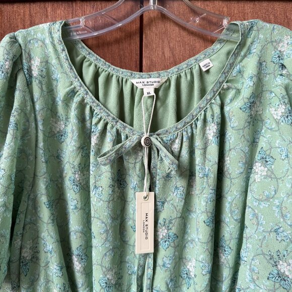 NWT Max Studio London Mint Green Bubble Sleeve Tiered Maxi Dress - Women's XL - Picture 8 of 16